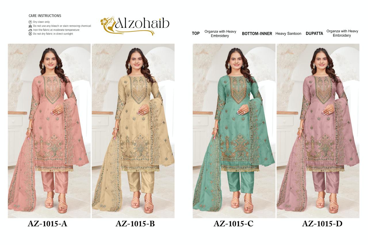 Alzohaib Az 1015 A To D Organza Pakistani Suits Wholesale Shop In Surat
